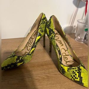 Sam Edelman yellow snake skin heels